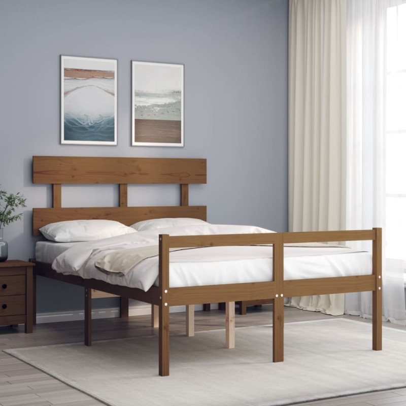 vidaXL Seniorenbett mit Kopfteil Honigbraun Massivholz vidaXL Seniorenbett mit Kopfteil Honigbraun Massivholz