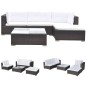 vidaXL 5-tlg. Garten-Lounge-Set mit Auflagen Poly Rattan Braun vidaXL 5-tlg. Garten-Lounge-Set mit Auflagen Poly Rattan Braun