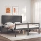 vidaXL Massivholzbett mit Kopfteil Grau 160x200 cm vidaXL Massivholzbett mit Kopfteil Grau 160x200 cm