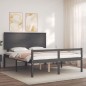 vidaXL Massivholzbett mit Kopfteil Grau 160x200 cm vidaXL Massivholzbett mit Kopfteil Grau 160x200 cm
