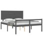 vidaXL Massivholzbett mit Kopfteil Grau 160x200 cm vidaXL Massivholzbett mit Kopfteil Grau 160x200 cm