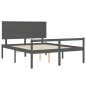 vidaXL Massivholzbett mit Kopfteil Grau 160x200 cm vidaXL Massivholzbett mit Kopfteil Grau 160x200 cm