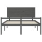 vidaXL Massivholzbett mit Kopfteil Grau 160x200 cm vidaXL Massivholzbett mit Kopfteil Grau 160x200 cm