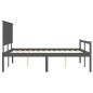 vidaXL Massivholzbett mit Kopfteil Grau 160x200 cm vidaXL Massivholzbett mit Kopfteil Grau 160x200 cm