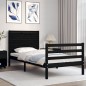vidaXL Massivholzbett mit Kopfteil Schwarz 100x200 cm vidaXL Massivholzbett mit Kopfteil Schwarz 100x200 cm