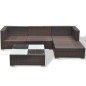 vidaXL 5-tlg. Garten-Lounge-Set mit Auflagen Poly Rattan Braun vidaXL 5-tlg. Garten-Lounge-Set mit Auflagen Poly Rattan Braun