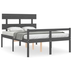 vidaXL Seniorenbett mit Kopfteil 120x200 cm Grau Massivholz