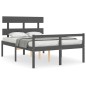 vidaXL Seniorenbett mit Kopfteil 120x200 cm Grau Massivholz vidaXL Seniorenbett mit Kopfteil 120x200 cm Grau Massivholz