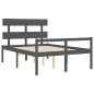 vidaXL Seniorenbett mit Kopfteil 120x200 cm Grau Massivholz vidaXL Seniorenbett mit Kopfteil 120x200 cm Grau Massivholz