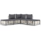 vidaXL 5-tlg. Garten-Lounge-Set mit Kissen Anthrazit Poly Rattan vidaXL 5-tlg. Garten-Lounge-Set mit Kissen Anthrazit Poly Rattan