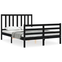 vidaXL Massivholzbett mit Kopfteil Schwarz 140x190 cm
