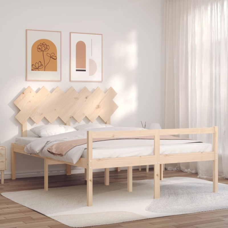 vidaXL Massivholzbett mit Kopfteil vidaXL Massivholzbett mit Kopfteil
