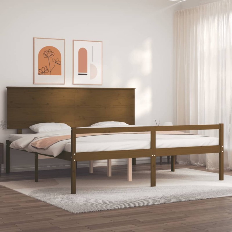 vidaXL Massivholzbett mit Kopfteil Honigbraun 200x200 cm vidaXL Massivholzbett mit Kopfteil Honigbraun 200x200 cm