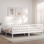 vidaXL Massivholzbett mit Kopfteil Weiß 200x200 cm vidaXL Massivholzbett mit Kopfteil Weiß 200x200 cm
