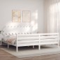 vidaXL Massivholzbett mit Kopfteil Weiß 200x200 cm vidaXL Massivholzbett mit Kopfteil Weiß 200x200 cm