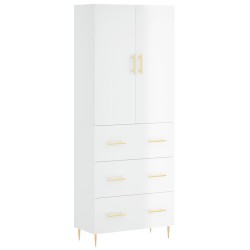 vidaXL Highboard Hochglanz-Weiß 69,5x34x180 cm Holzwerkstoff