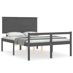 vidaXL Massivholzbett mit Kopfteil Grau 140x190 cm