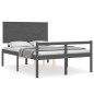 vidaXL Massivholzbett mit Kopfteil Grau 140x190 cm vidaXL Massivholzbett mit Kopfteil Grau 140x190 cm