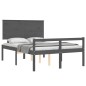 vidaXL Massivholzbett mit Kopfteil Grau 140x190 cm vidaXL Massivholzbett mit Kopfteil Grau 140x190 cm