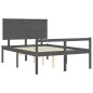 vidaXL Massivholzbett mit Kopfteil Grau 140x190 cm vidaXL Massivholzbett mit Kopfteil Grau 140x190 cm