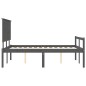 vidaXL Massivholzbett mit Kopfteil Grau 140x190 cm vidaXL Massivholzbett mit Kopfteil Grau 140x190 cm