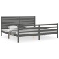 vidaXL Massivholzbett mit Kopfteil Grau 200x200 cm