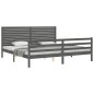 vidaXL Massivholzbett mit Kopfteil Grau 200x200 cm