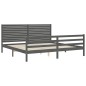 vidaXL Massivholzbett mit Kopfteil Grau 200x200 cm