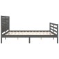 vidaXL Massivholzbett mit Kopfteil Grau 200x200 cm