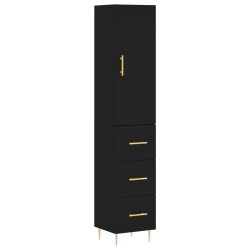 vidaXL Highboard Schwarz 34,5x34x180 cm Holzwerkstoff
