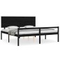 vidaXL Massivholzbett mit Kopfteil Schwarz 200x200 cm vidaXL Massivholzbett mit Kopfteil Schwarz 200x200 cm