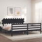 vidaXL Massivholzbett mit Kopfteil Schwarz 200x200 cm vidaXL Massivholzbett mit Kopfteil Schwarz 200x200 cm