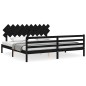 vidaXL Massivholzbett mit Kopfteil Schwarz 200x200 cm vidaXL Massivholzbett mit Kopfteil Schwarz 200x200 cm