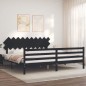 vidaXL Massivholzbett mit Kopfteil Schwarz 200x200 cm vidaXL Massivholzbett mit Kopfteil Schwarz 200x200 cm
