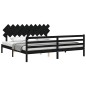 vidaXL Massivholzbett mit Kopfteil Schwarz 200x200 cm vidaXL Massivholzbett mit Kopfteil Schwarz 200x200 cm