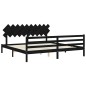 vidaXL Massivholzbett mit Kopfteil Schwarz 200x200 cm vidaXL Massivholzbett mit Kopfteil Schwarz 200x200 cm