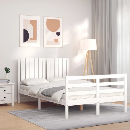 vidaXL Massivholzbett mit Kopfteil Weiß 120x200 cm