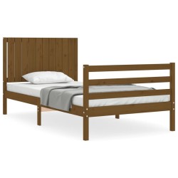vidaXL Massivholzbett mit Kopfteil Honigbraun 100x200 cm