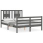 vidaXL Massivholzbett mit Kopfteil Grau 140x190 cm vidaXL Massivholzbett mit Kopfteil Grau 140x190 cm