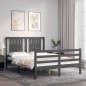 vidaXL Massivholzbett mit Kopfteil Grau 140x190 cm vidaXL Massivholzbett mit Kopfteil Grau 140x190 cm
