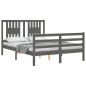 vidaXL Massivholzbett mit Kopfteil Grau 140x190 cm vidaXL Massivholzbett mit Kopfteil Grau 140x190 cm