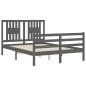 vidaXL Massivholzbett mit Kopfteil Grau 140x190 cm vidaXL Massivholzbett mit Kopfteil Grau 140x190 cm