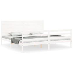 vidaXL Massivholzbett mit Kopfteil Weiß 200x200 cm
