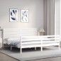 vidaXL Massivholzbett mit Kopfteil Weiß 200x200 cm vidaXL Massivholzbett mit Kopfteil Weiß 200x200 cm