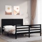 vidaXL Massivholzbett mit Kopfteil Schwarz 160x200 cm vidaXL Massivholzbett mit Kopfteil Schwarz 160x200 cm