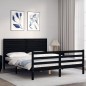 vidaXL Massivholzbett mit Kopfteil Schwarz 160x200 cm vidaXL Massivholzbett mit Kopfteil Schwarz 160x200 cm