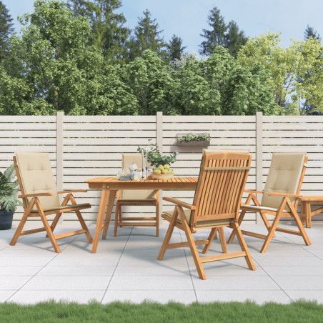 vidaXL Gartenstühle mit Kissen 4 Stk. Massivholz Teak