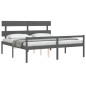 vidaXL Massivholzbett mit Kopfteil Grau 200x200 cm vidaXL Massivholzbett mit Kopfteil Grau 200x200 cm