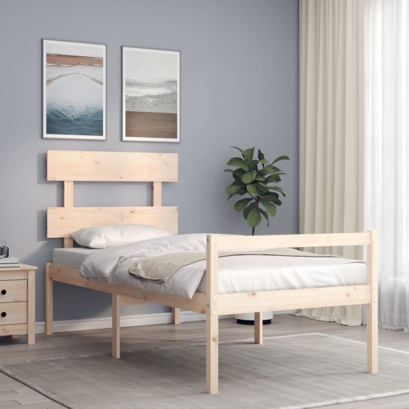 vidaXL Seniorenbett mit Kopfteil 100x200 cm Massivholz vidaXL Seniorenbett mit Kopfteil 100x200 cm Massivholz