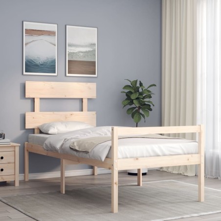 vidaXL Seniorenbett mit Kopfteil 100x200 cm Massivholz